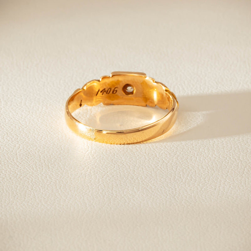 Vintage 18ct Yellow Gold Old-Cut Diamond Signet Ring - Ring - Walker & Hall