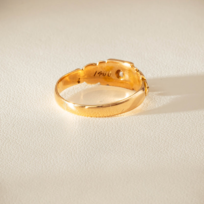 Vintage 18ct Yellow Gold Old-Cut Diamond Signet Ring - Ring - Walker & Hall