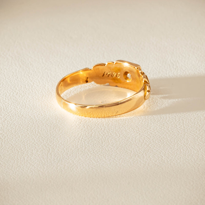 Vintage 18ct Yellow Gold Old-Cut Diamond Signet Ring - Ring - Walker & Hall