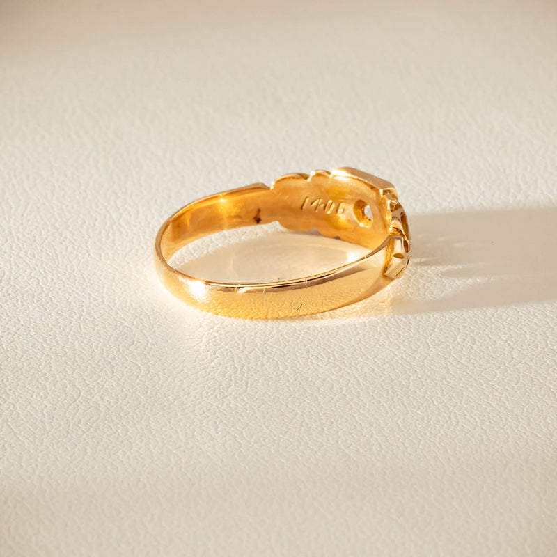 Vintage 18ct Yellow Gold Old-Cut Diamond Signet Ring - Ring - Walker & Hall