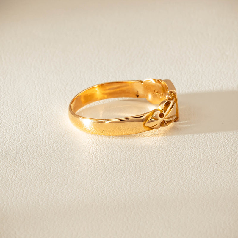 Vintage 18ct Yellow Gold Old-Cut Diamond Signet Ring - Ring - Walker & Hall
