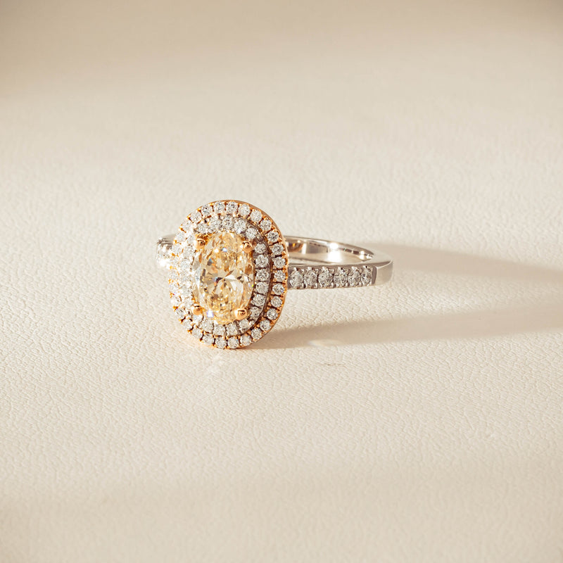 18ct White & Rose Gold 1.20ct Fancy Oval Diamond Rosa Ring - Ring - Walker & Hall