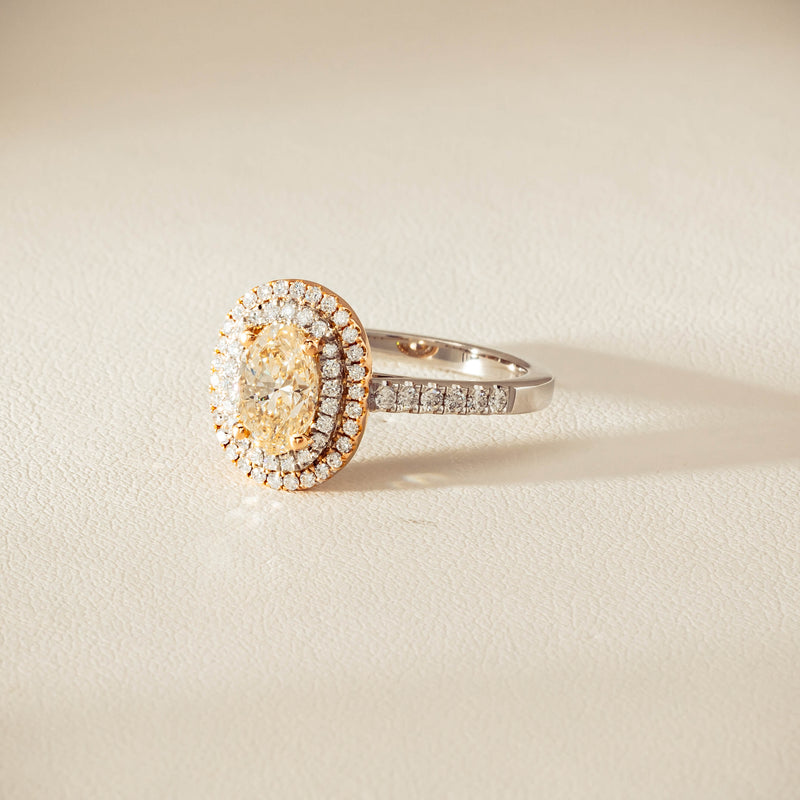 18ct White & Rose Gold 1.20ct Fancy Oval Diamond Rosa Ring - Ring - Walker & Hall