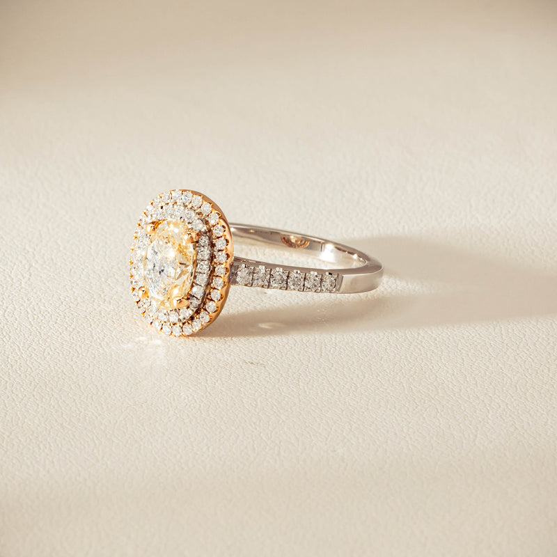 18ct White & Rose Gold 1.20ct Fancy Oval Diamond Rosa Ring - Ring - Walker & Hall