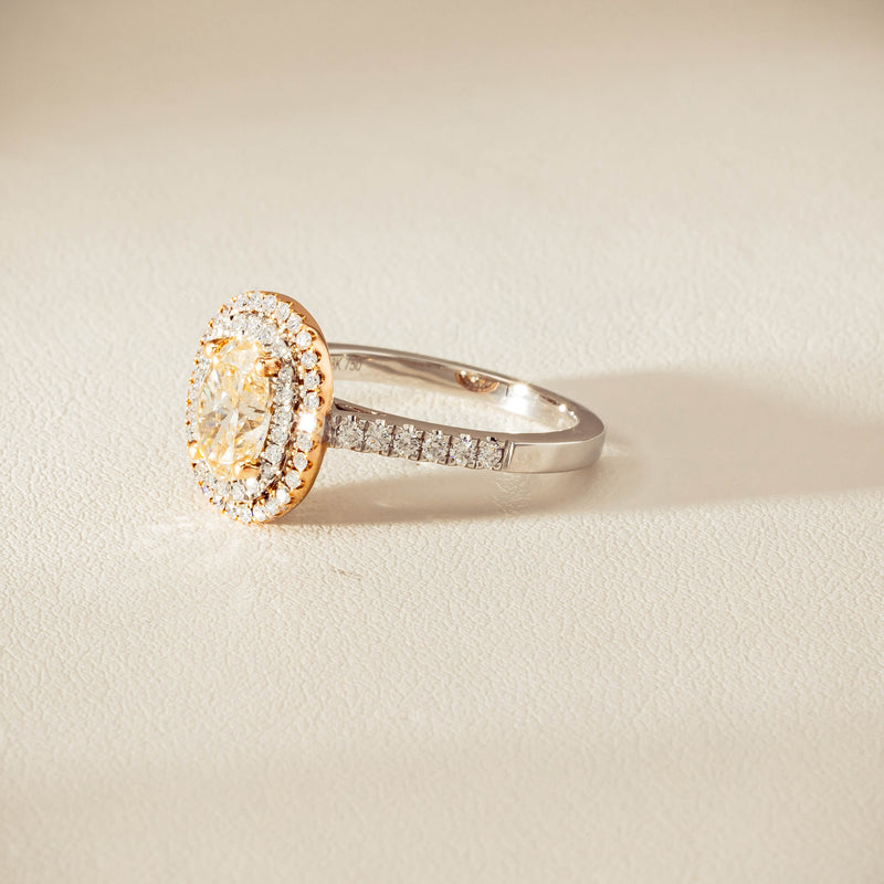 18ct White & Rose Gold 1.20ct Fancy Oval Diamond Rosa Ring - Ring - Walker & Hall