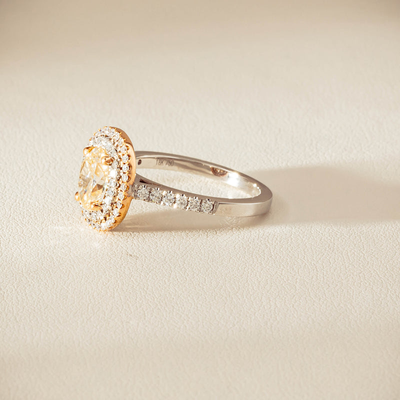 18ct White & Rose Gold 1.20ct Fancy Oval Diamond Rosa Ring - Ring - Walker & Hall
