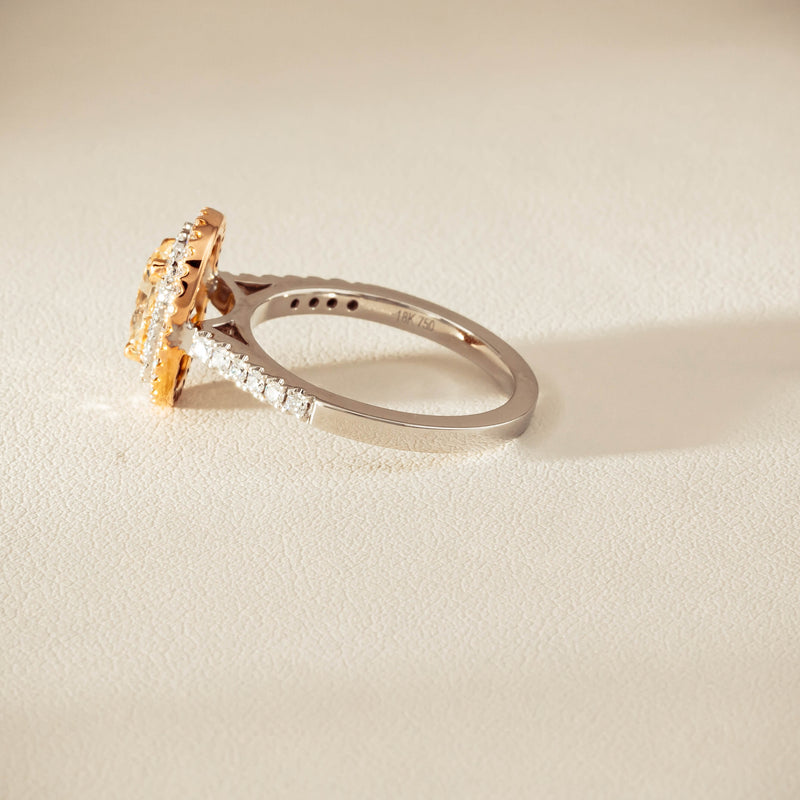 18ct White & Rose Gold 1.20ct Fancy Oval Diamond Rosa Ring - Ring - Walker & Hall