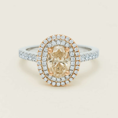 18ct White & Rose Gold 1.20ct Fancy Oval Diamond Rosa Ring - Ring - Walker & Hall