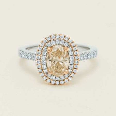 18ct White & Rose Gold 1.20ct Fancy Oval Diamond Rosa Ring - Ring - Walker & Hall
