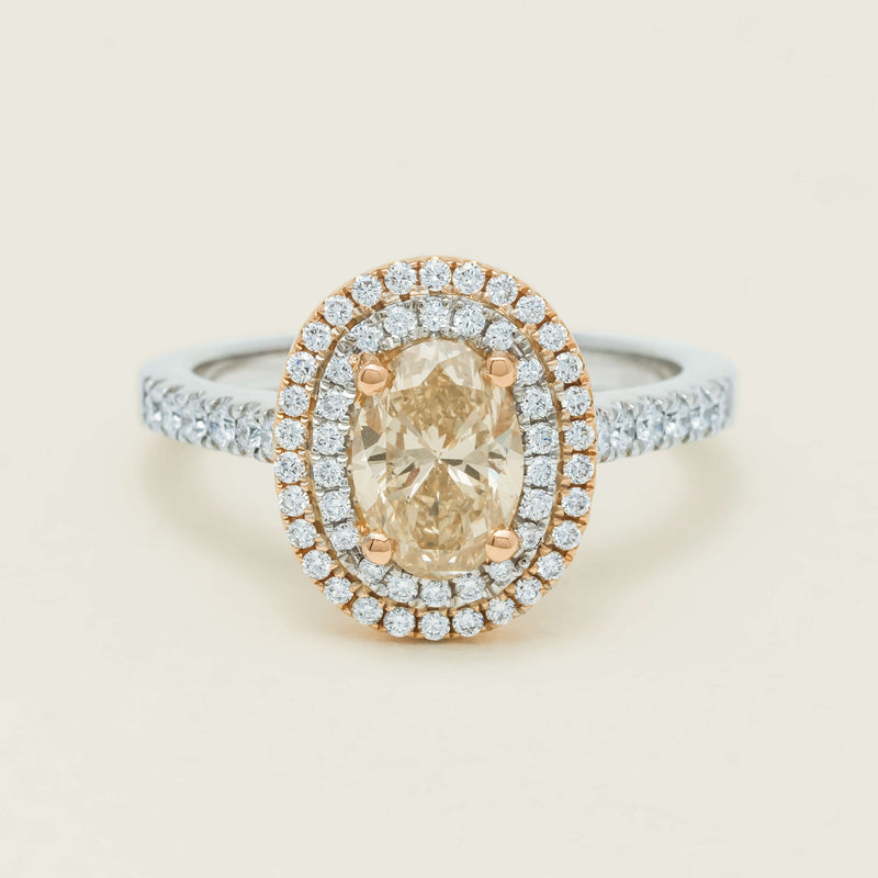18ct White & Rose Gold 1.20ct Fancy Oval Diamond Rosa Ring - Ring - Walker & Hall