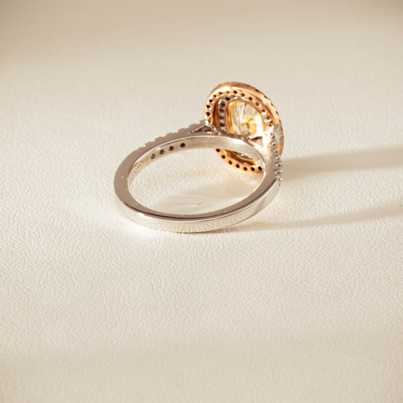 18ct White & Rose Gold 1.20ct Fancy Oval Diamond Rosa Ring - Ring - Walker & Hall
