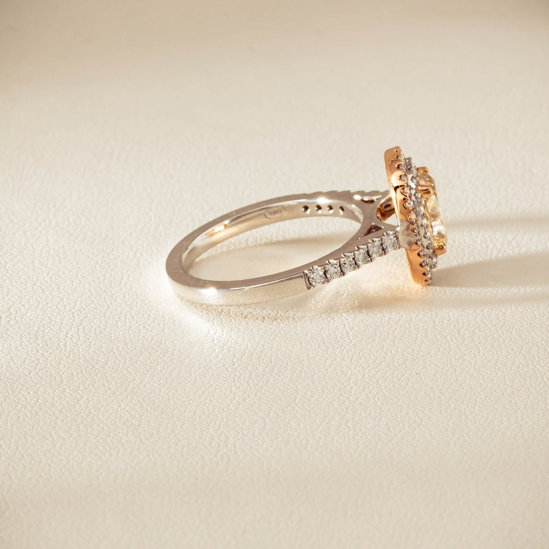 18ct White & Rose Gold 1.20ct Fancy Oval Diamond Rosa Ring - Ring - Walker & Hall