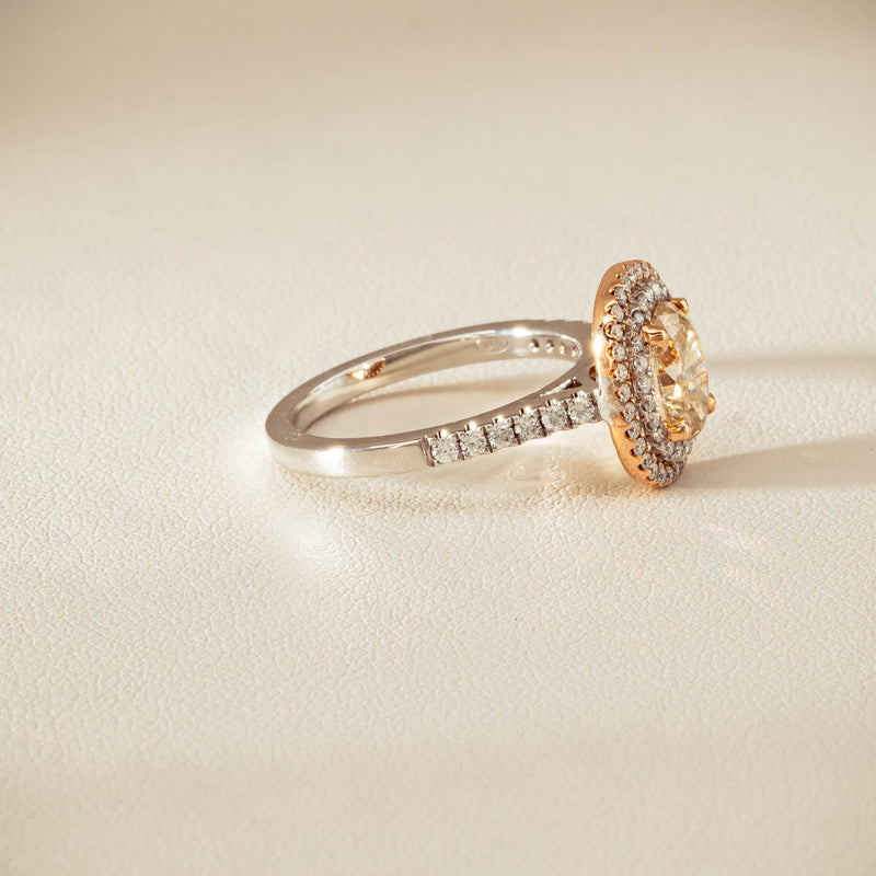 18ct White & Rose Gold 1.20ct Fancy Oval Diamond Rosa Ring - Ring - Walker & Hall