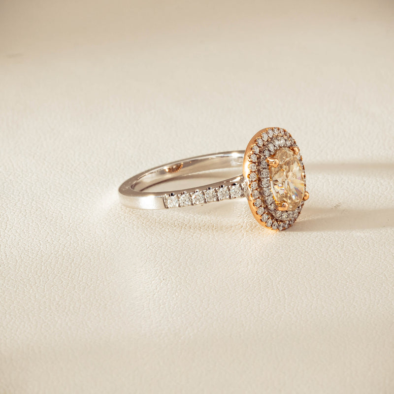 18ct White & Rose Gold 1.20ct Fancy Oval Diamond Rosa Ring - Ring - Walker & Hall