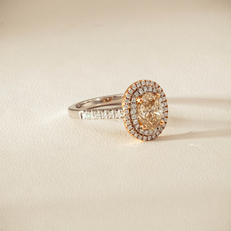 18ct White & Rose Gold 1.20ct Fancy Oval Diamond Rosa Ring - Ring - Walker & Hall