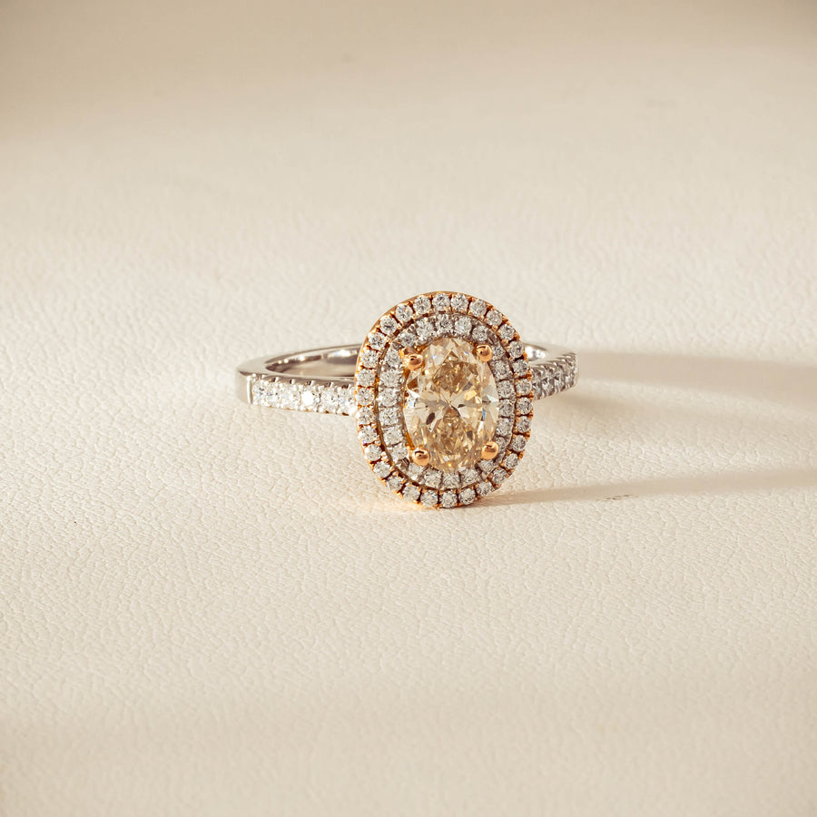 18ct White & Rose Gold 1.20ct Fancy Oval Diamond Rosa Ring - Ring - Walker & Hall