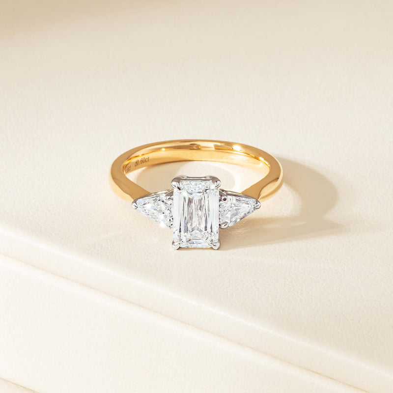 18ct Yellow & White Gold 1.55ct Emerald-Cut Diamond Ring - Ring - Walker & Hall