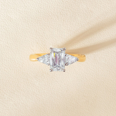 18ct Yellow & White Gold 1.55ct Emerald-Cut Diamond Ring - Ring - Walker & Hall