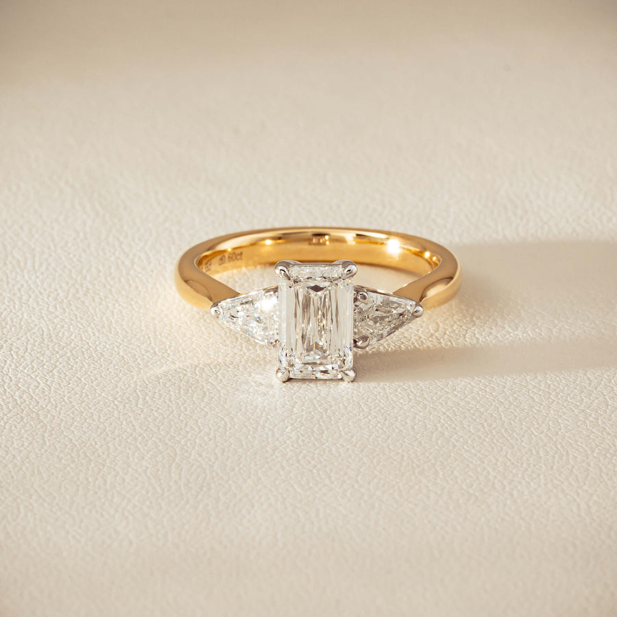 18ct Yellow & White Gold 1.55ct Emerald-Cut Diamond Ring - Ring - Walker & Hall