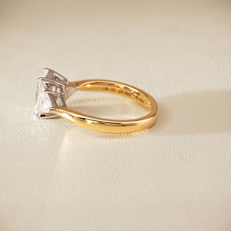 18ct Yellow & White Gold 1.55ct Emerald-Cut Diamond Ring - Ring - Walker & Hall