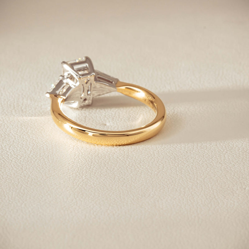 18ct Yellow & White Gold 1.55ct Emerald-Cut Diamond Ring - Ring - Walker & Hall