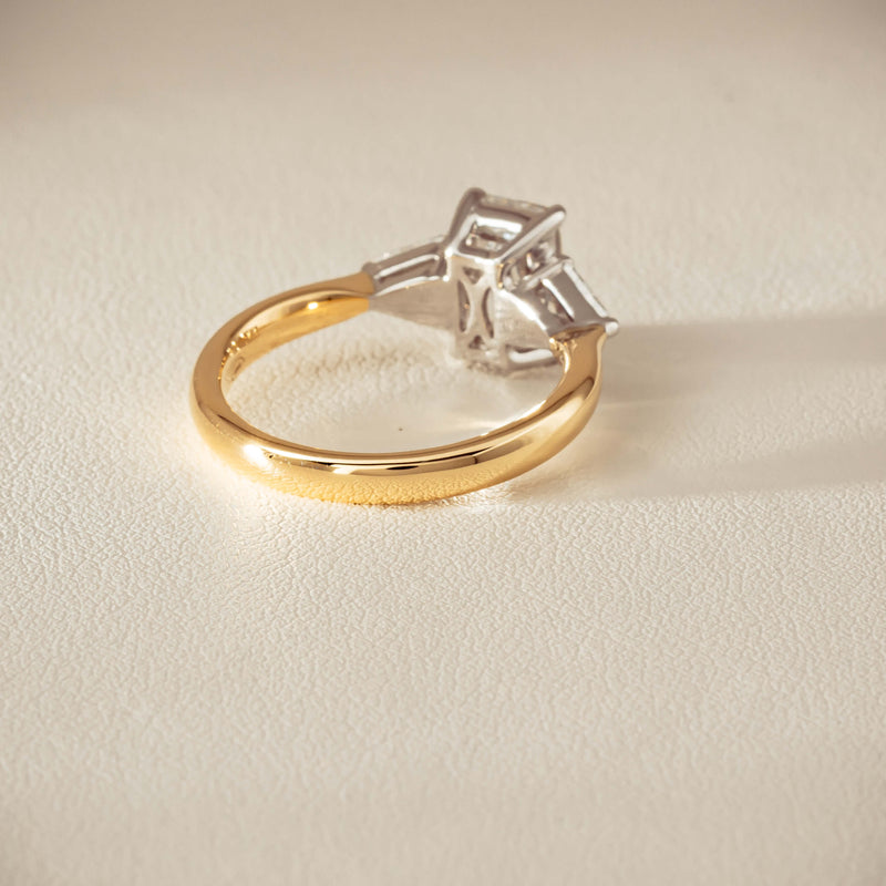 18ct Yellow & White Gold 1.55ct Emerald-Cut Diamond Ring - Ring - Walker & Hall