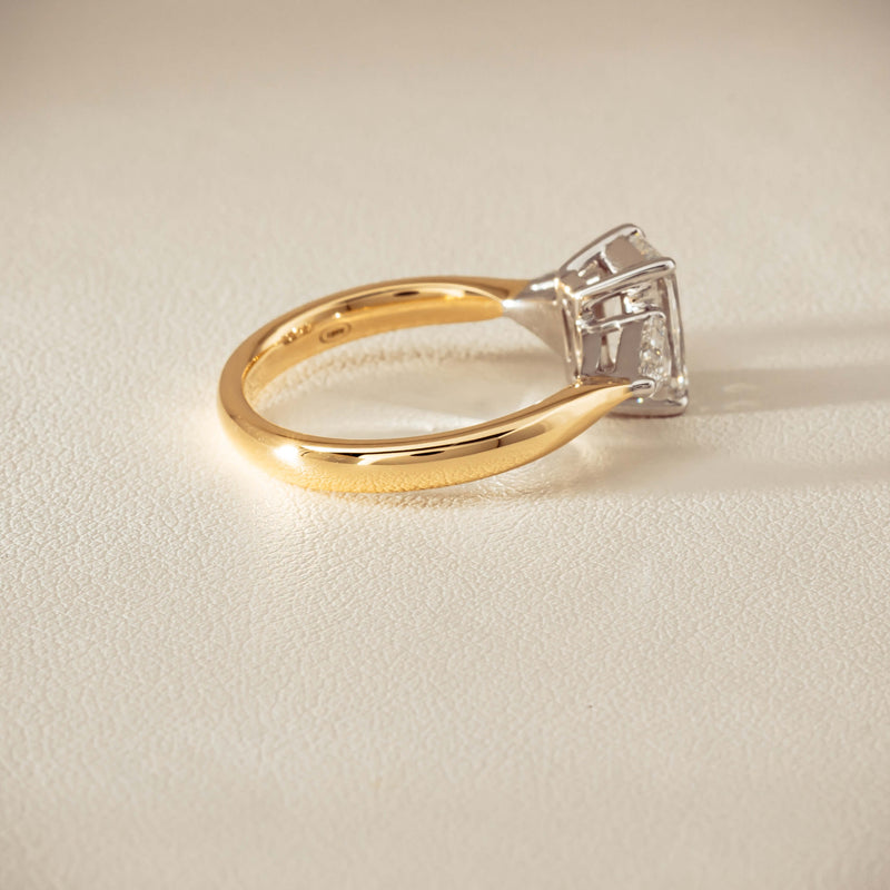 18ct Yellow & White Gold 1.55ct Emerald-Cut Diamond Ring - Ring - Walker & Hall