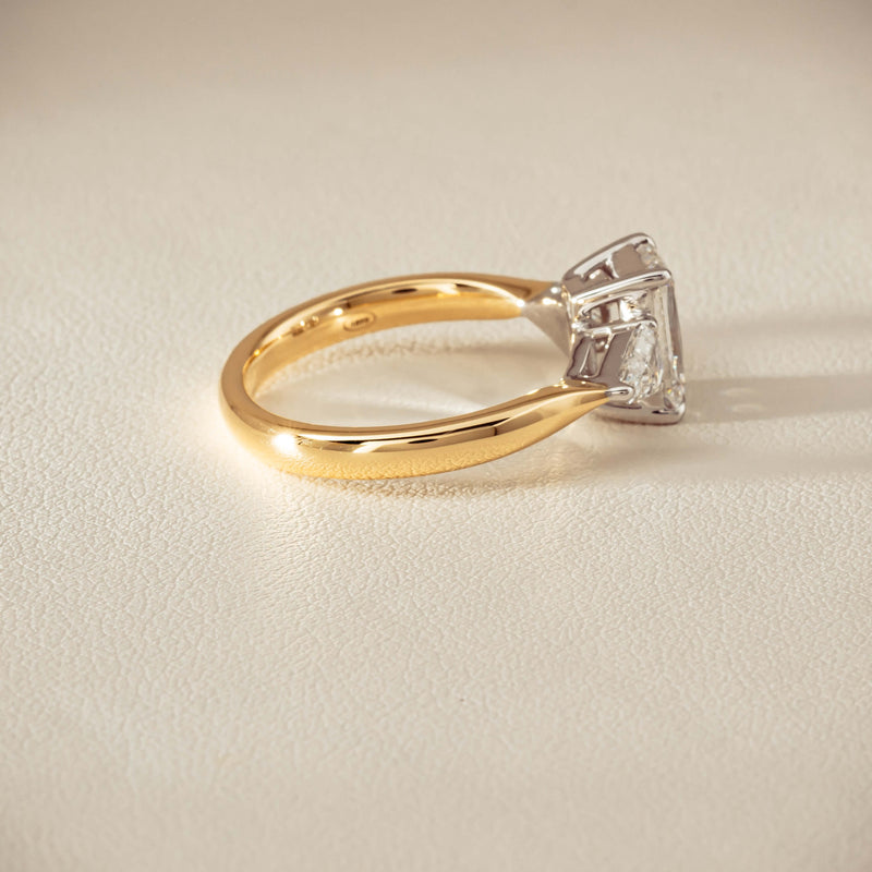 18ct Yellow & White Gold 1.55ct Emerald-Cut Diamond Ring - Ring - Walker & Hall