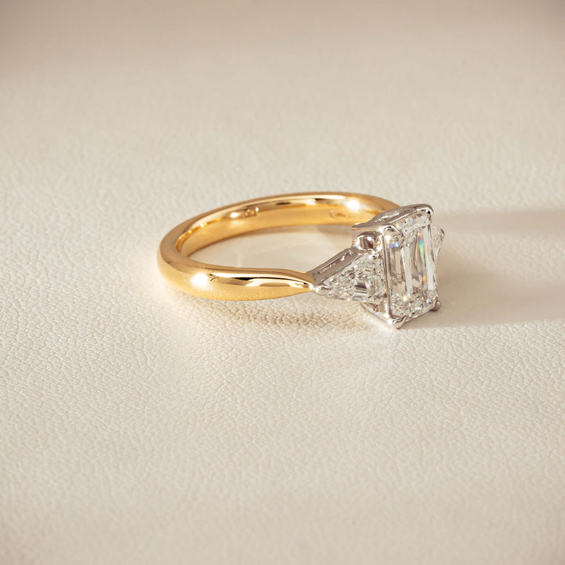 18ct Yellow & White Gold 1.55ct Emerald-Cut Diamond Ring - Ring - Walker & Hall
