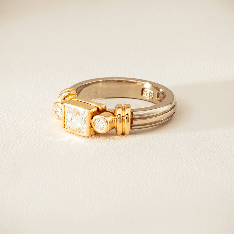 Deja Vu 14ct Bi-Tone Gold .77ct Diamond Three-Stone Ring - Ring - Walker & Hall
