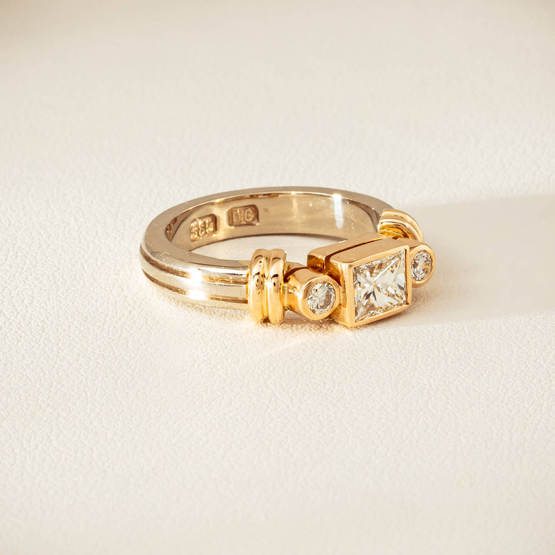 Deja Vu 14ct Bi-Tone Gold .77ct Diamond Three-Stone Ring - Ring - Walker & Hall