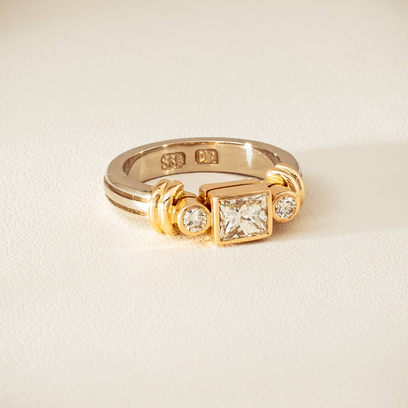 Deja Vu 14ct Bi-Tone Gold .77ct Diamond Three-Stone Ring - Ring - Walker & Hall