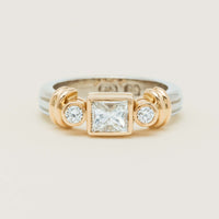 Deja Vu 14ct Bi-Tone Gold .77ct Diamond Three-Stone Ring - Ring - Walker & Hall
