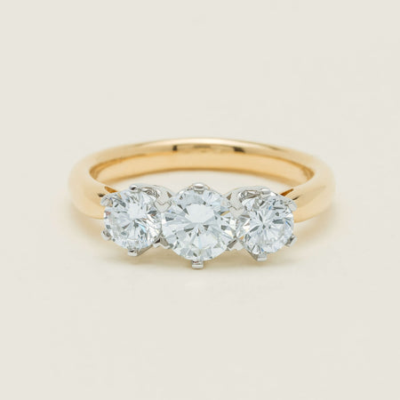 18ct Yellow Gold 1.41ct Reclaimed Diamond Trilogy Ring - Ring - Walker & Hall
