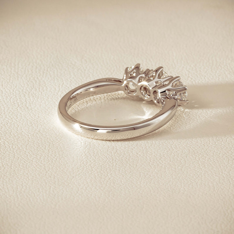 18ct White Gold 1.34ct Reclaimed Diamond Trilogy Ring - Ring - Walker & Hall