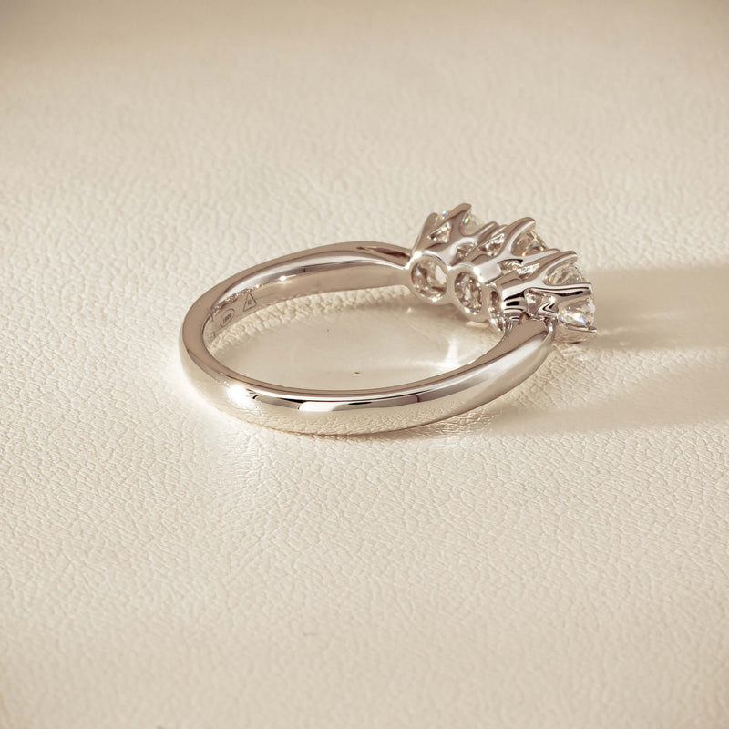 18ct White Gold 1.34ct Reclaimed Diamond Trilogy Ring - Ring - Walker & Hall