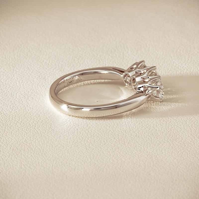18ct White Gold 1.34ct Reclaimed Diamond Trilogy Ring - Ring - Walker & Hall