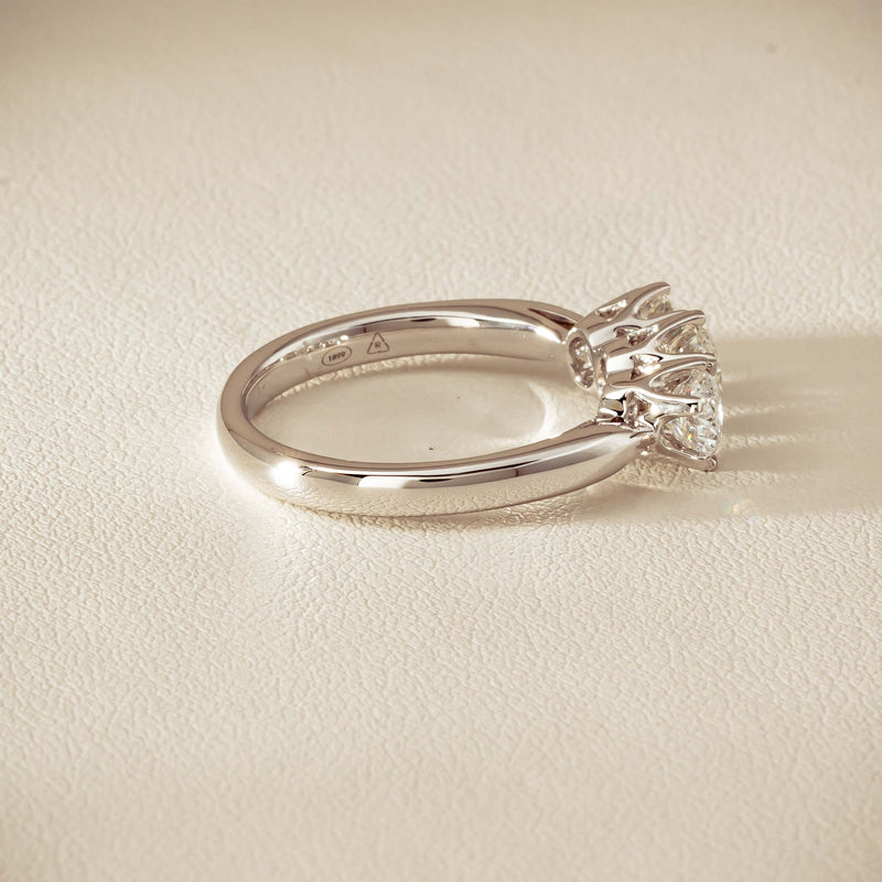 18ct White Gold 1.34ct Reclaimed Diamond Trilogy Ring - Ring - Walker & Hall