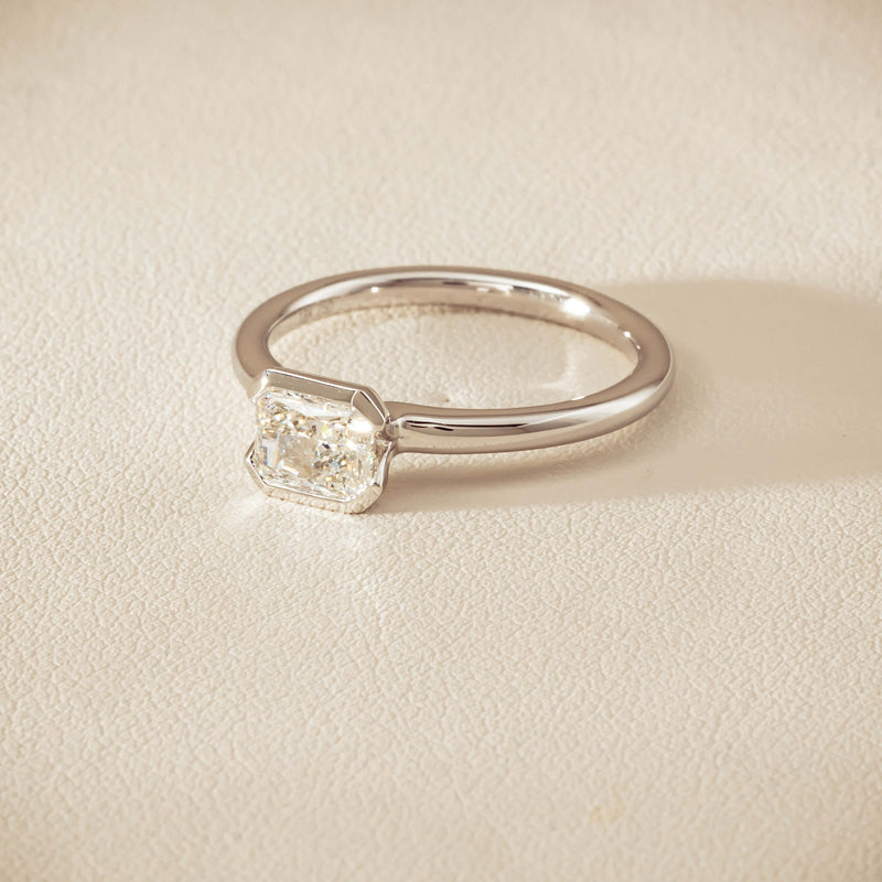 18ct White Gold .77ct Radiant-Cut Diamond Elle Ring - Ring - Walker & Hall