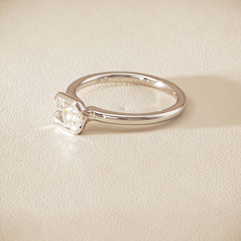 18ct White Gold .77ct Radiant-Cut Diamond Elle Ring - Ring - Walker & Hall