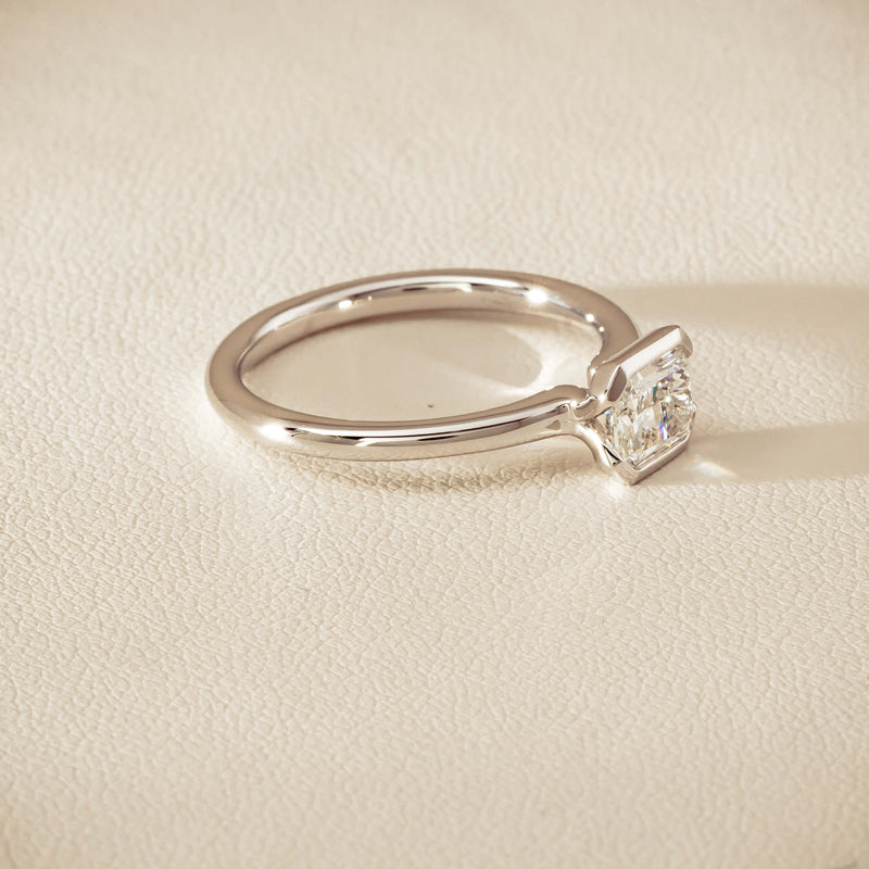 18ct White Gold .77ct Radiant-Cut Diamond Elle Ring - Ring - Walker & Hall