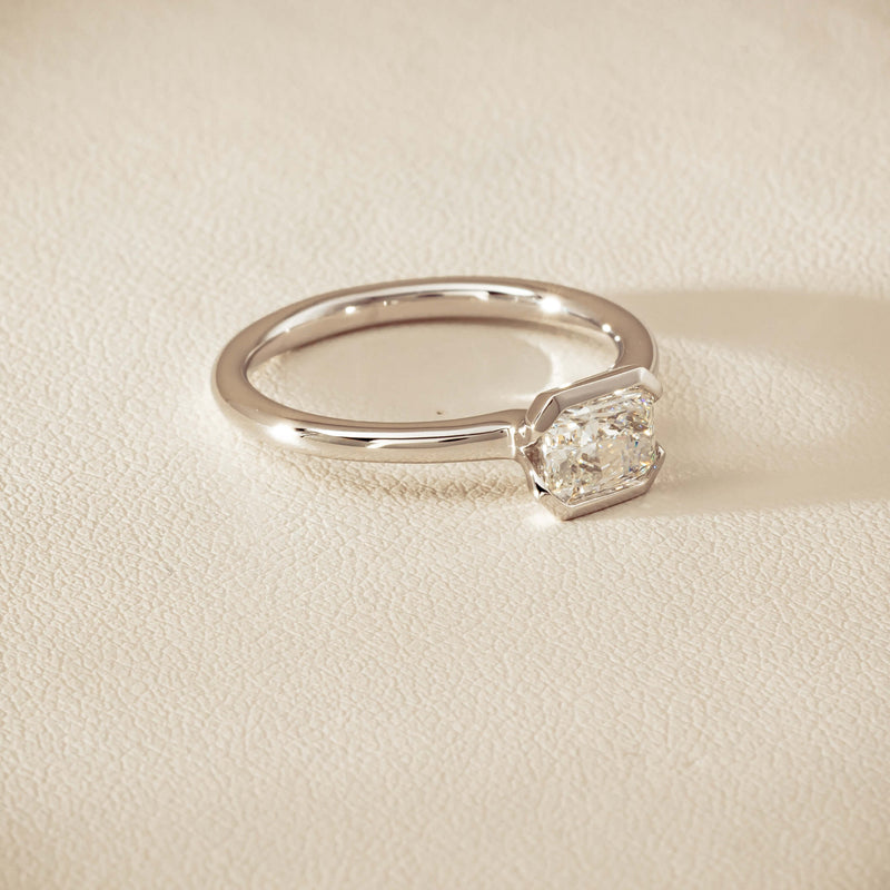 18ct White Gold .77ct Radiant-Cut Diamond Elle Ring - Ring - Walker & Hall