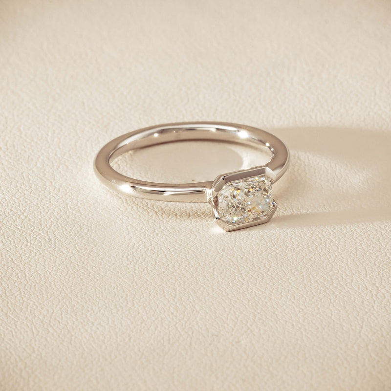 18ct White Gold .77ct Radiant-Cut Diamond Elle Ring - Ring - Walker & Hall
