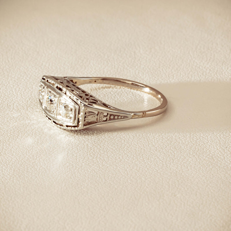 Deja Vu 18ct White Gold .35ct Old-Cut Diamond Ring