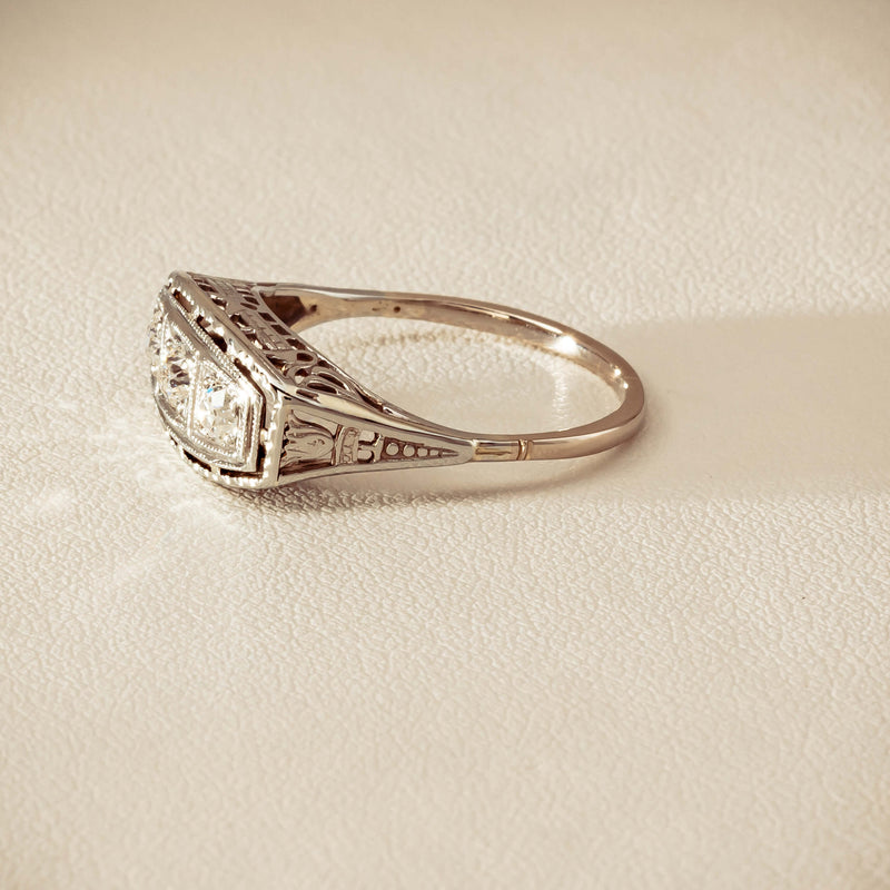 Deja Vu 18ct White Gold .35ct Old-Cut Diamond Ring