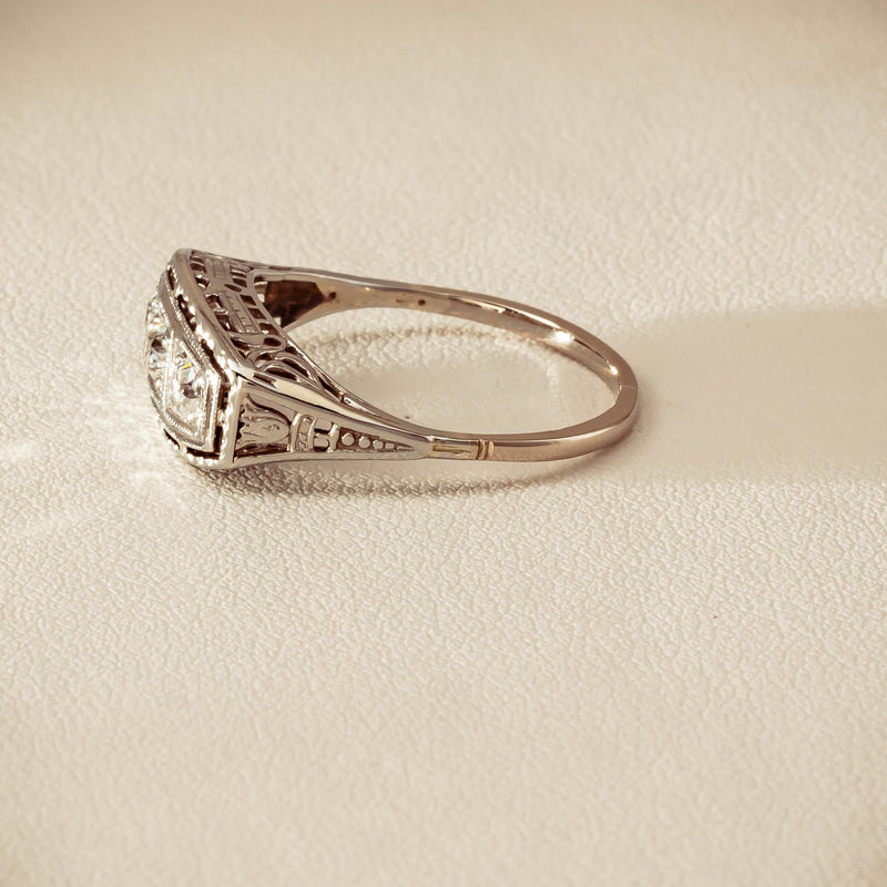 Deja Vu 18ct White Gold .35ct Old-Cut Diamond Ring