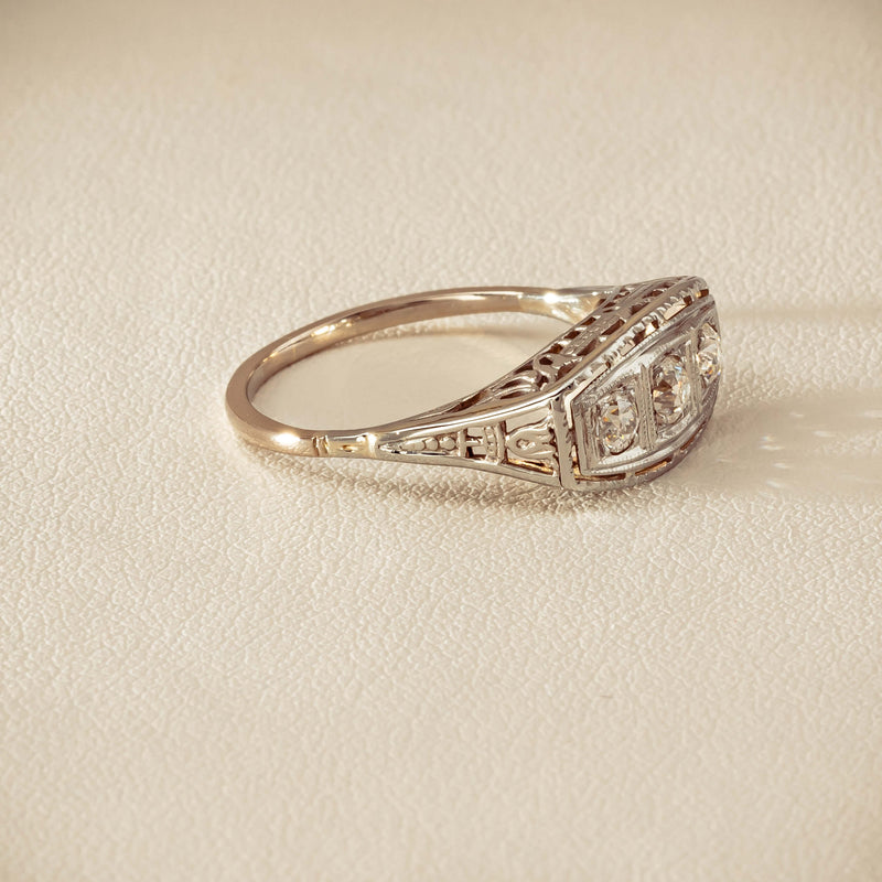 Deja Vu 18ct White Gold .35ct Old-Cut Diamond Ring