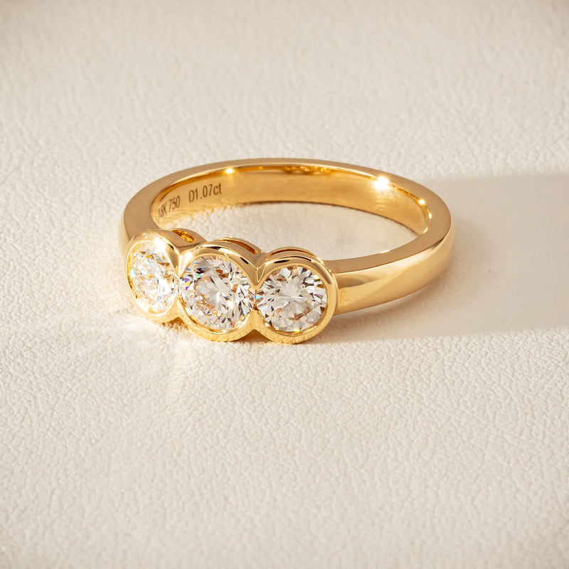 18ct Yellow Gold 1.07ct Diamond Three-Stone Natalia Ring