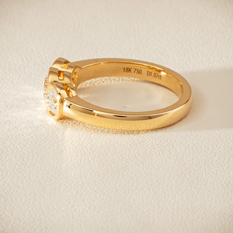 18ct Yellow Gold 1.07ct Diamond Three-Stone Natalia Ring