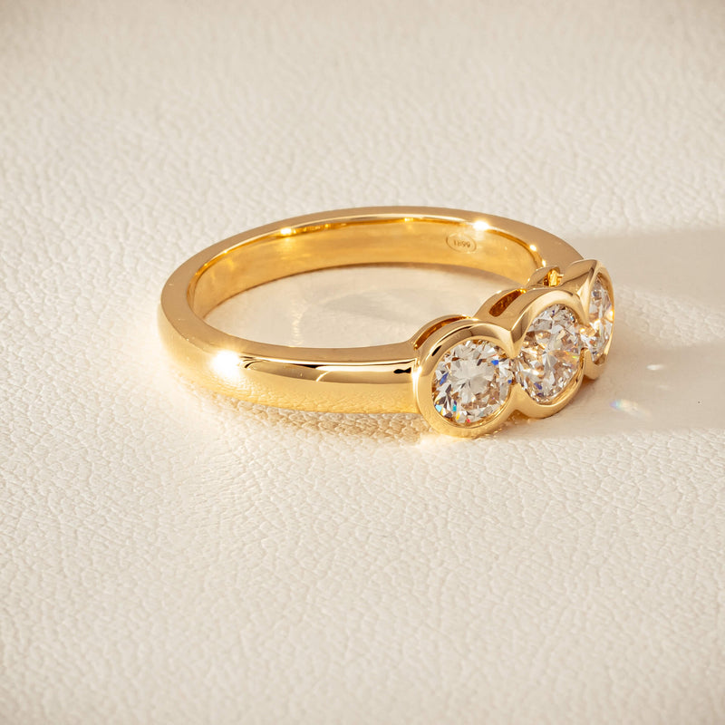18ct Yellow Gold 1.07ct Diamond Three-Stone Natalia Ring